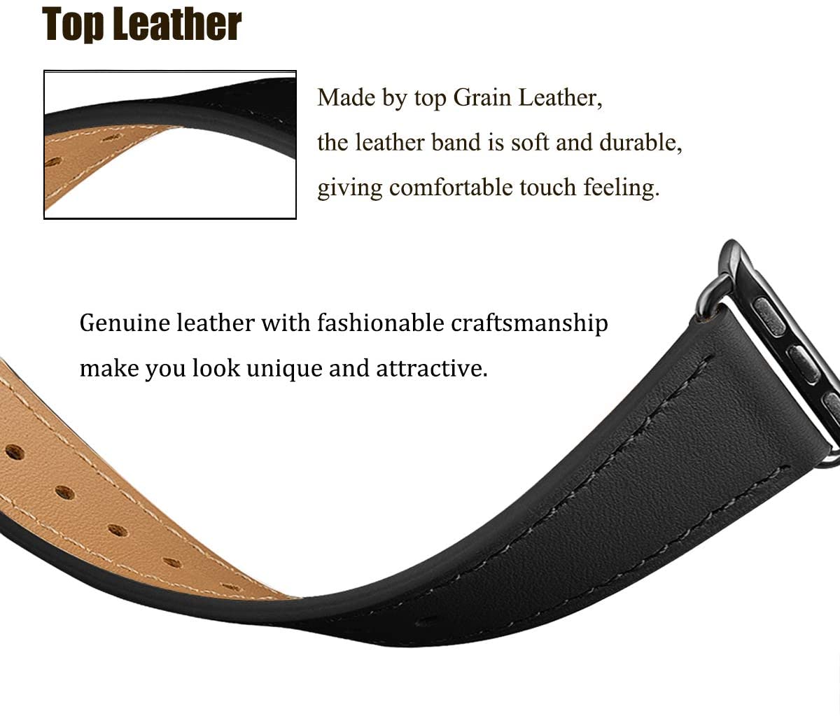 Leather One Loop - Black+ Black Connector